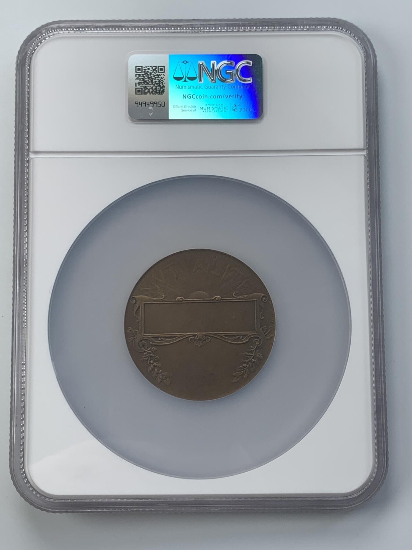 掌中浮雕-藏着的欧洲第057场 NGC MS62 : 法国互助协会纪念铜章，50mm