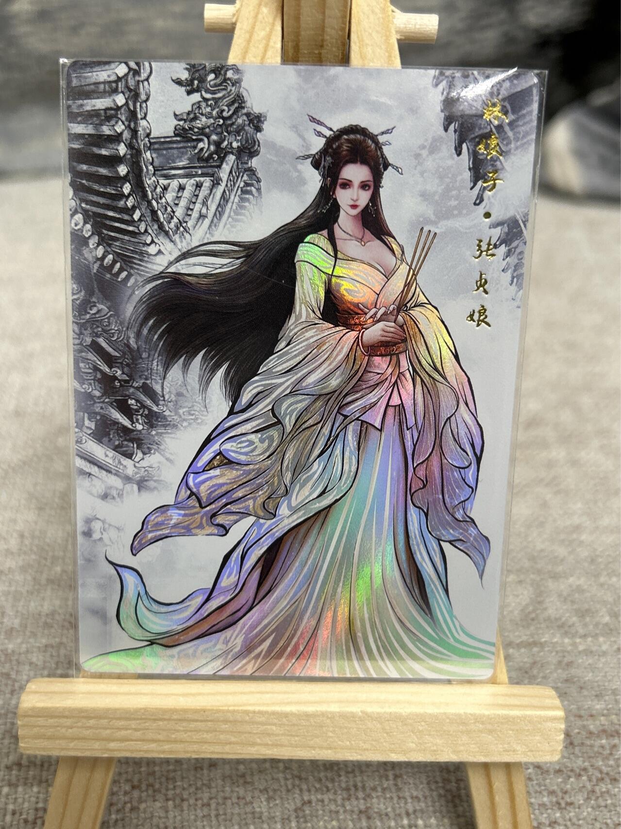 喜灰玩卡拍卖第七期，接拍品0佣金，欢迎送拍，释放现金流，让自己有资金可以购买更多喜欢的卡牌，让别的卡友能淘到更多心仪的卡牌 卡德曼 张建东水浒第二弹 彩闪特卡张贞娘 一套3张（原色、水墨、线稿）