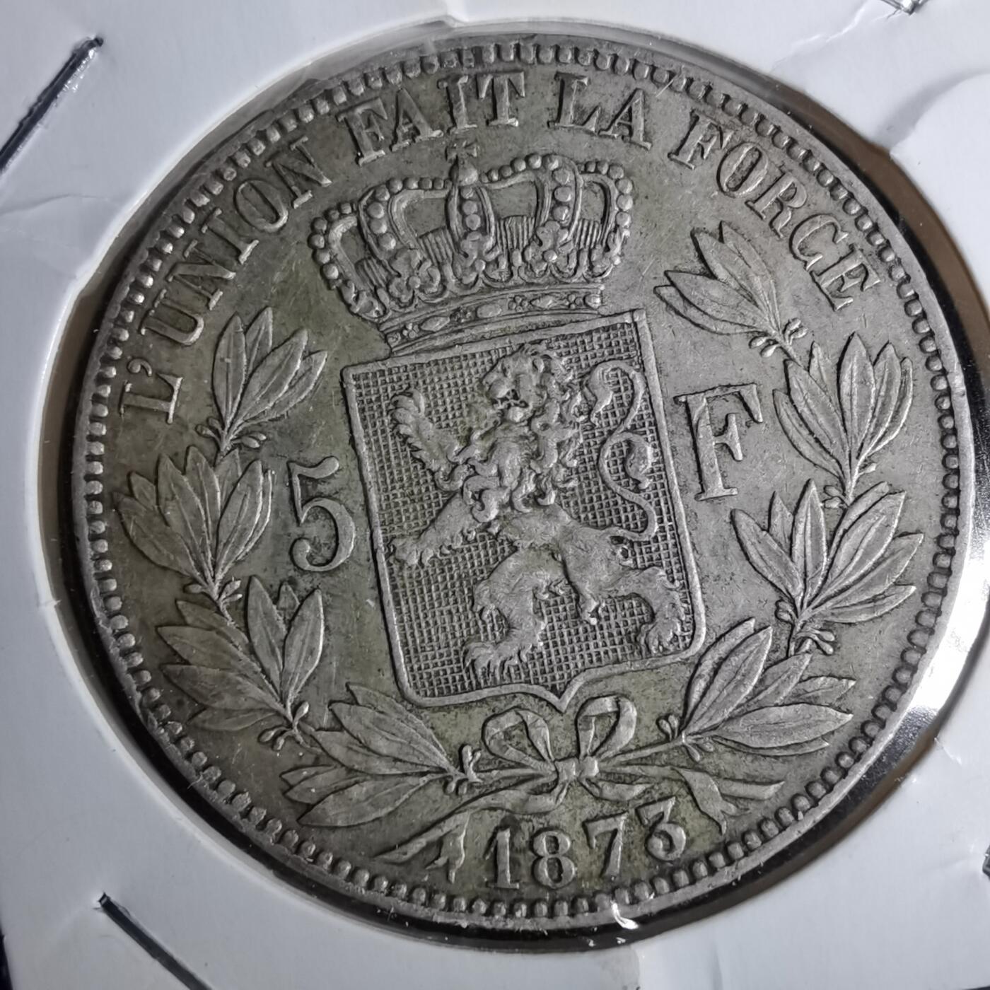 沼泽如烟--第1044场 比利时1873年5法郎银币