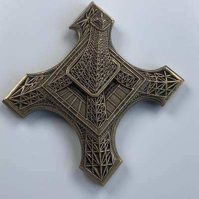 掌中浮雕-藏着的欧洲第057场 - 法国大铜章，杜弗莱 Dufresne 巴黎埃菲尔铁塔百年纪念铜章，  由章牌大师杜弗莱女士设计，巴黎造币厂铸造 ， 113×115mm，384g  ，原盒