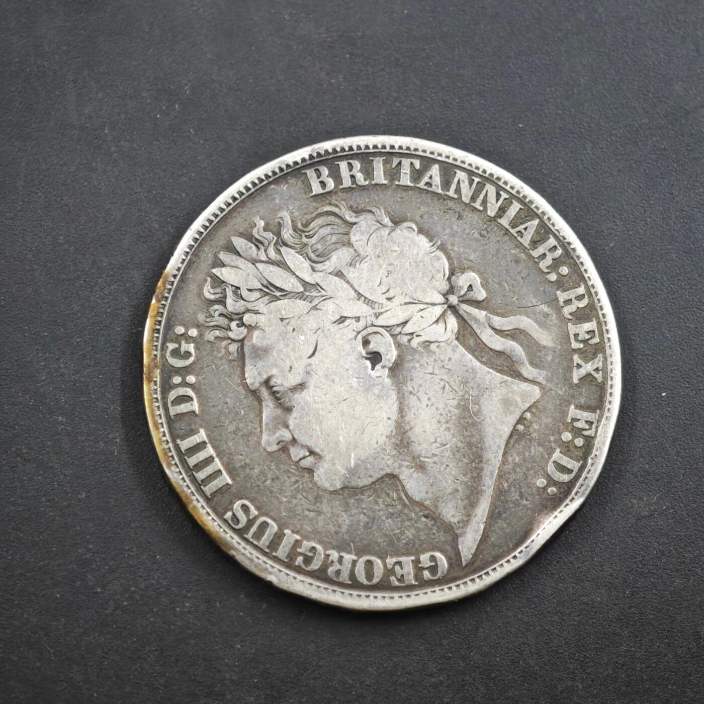 4月8日结束，成斌徽章钱币专场 英国1822年乔治四世马剑银币 27.3g