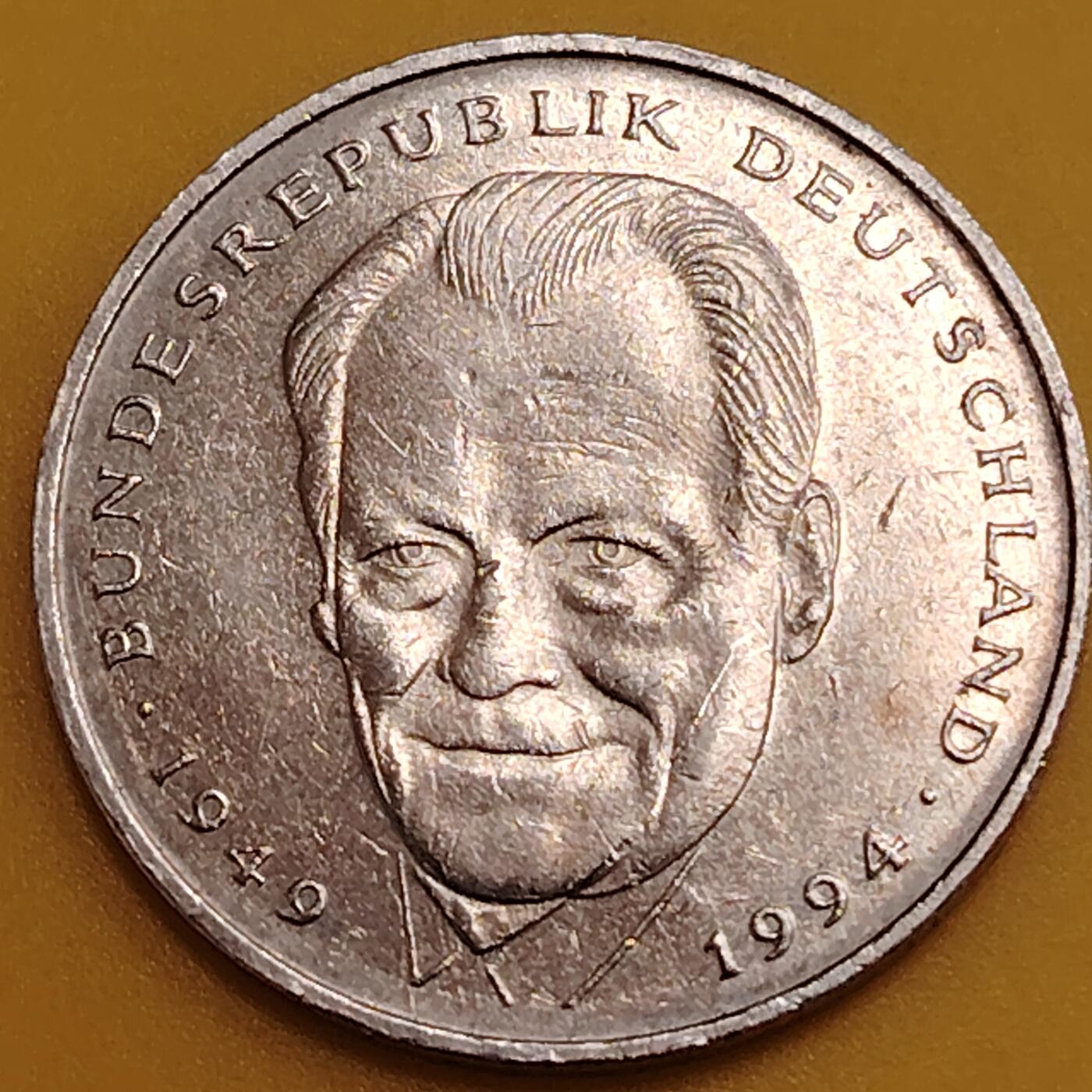 布加迪🐬～世界钱币(上海)🌾第 288 期 /  各国套币和散币 德国🇩🇪1990年 稀缺版别  维利勃兰特 2马克镍币