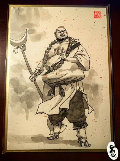 月落卡牌大清仓第8期 - 张导   花和尚鲁智深    A4尺寸色纸简绘卡一张