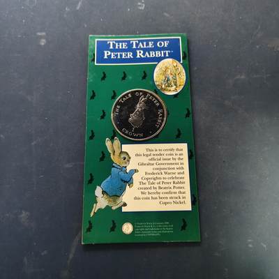 【全场包邮】纯粹捡漏拍519场 - 直布罗陀1997年1克朗彼得兔系列官方卡装克朗型纪念币-PL状态