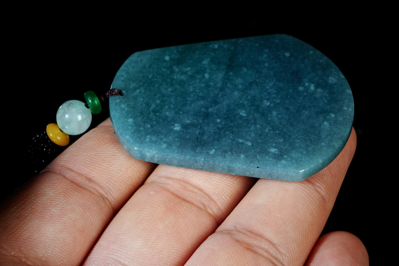 上海都达杂项专场六十九【全场包邮】 天然蓝水翡翠（A货）平安无事牌挂件 96-3