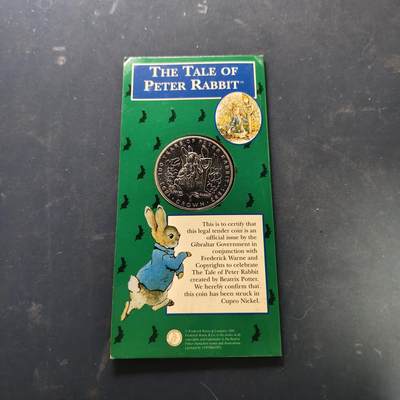 【全场包邮】纯粹捡漏拍519场 - 直布罗陀1993年1克朗彼得兔100周年官方卡装克朗型纪念币