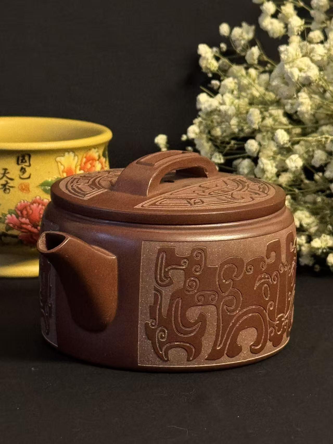 零元拍：原矿紫砂 龙雪砂汉瓦+主人杯（200CC左右）