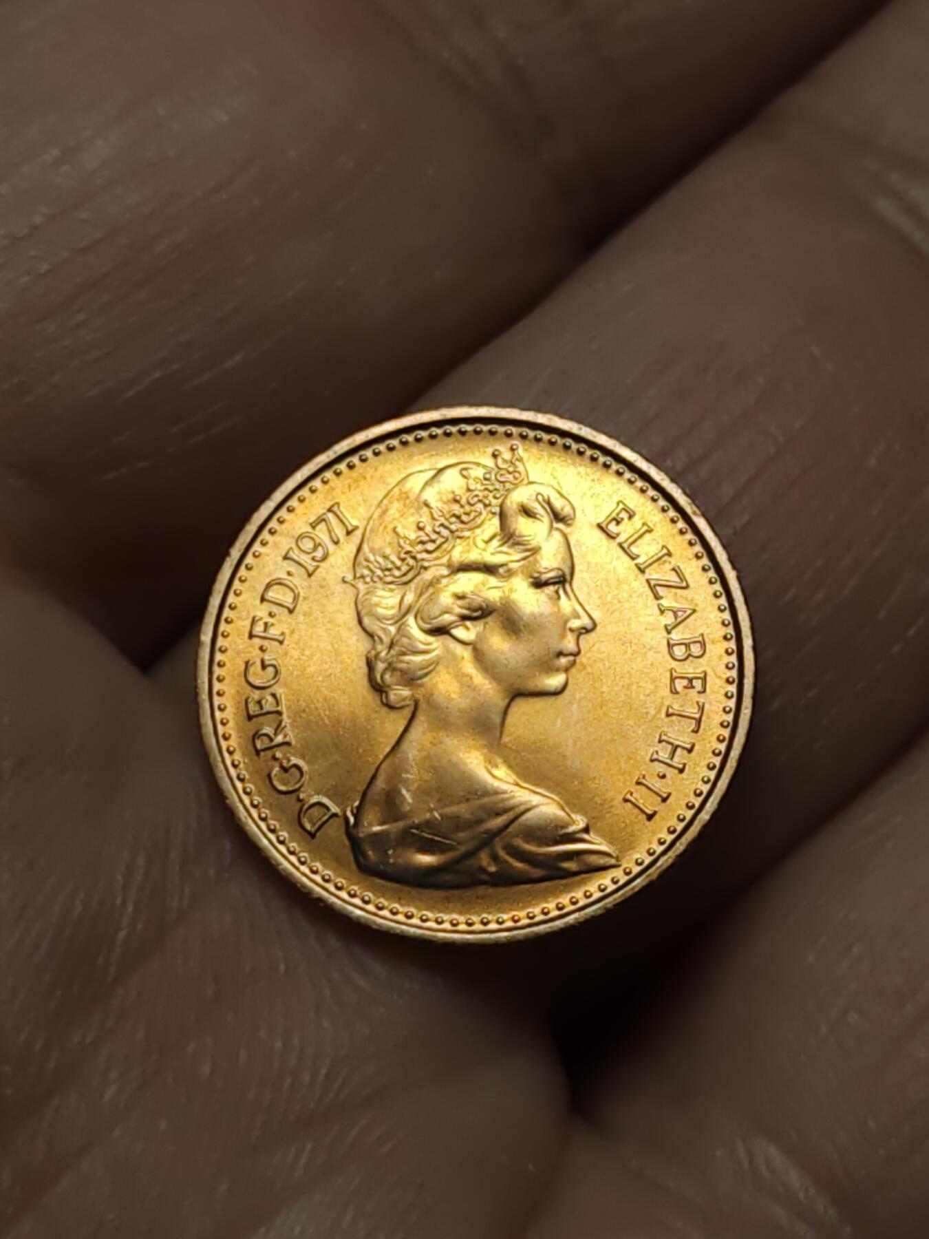 2026年第四十二场(总第二百一十一场）外国好品散币场(佣金3%) 原光好品–英国🇬🇧1971年1/2便士(伊丽莎白二世中年花冠，十进制第一版首发年)