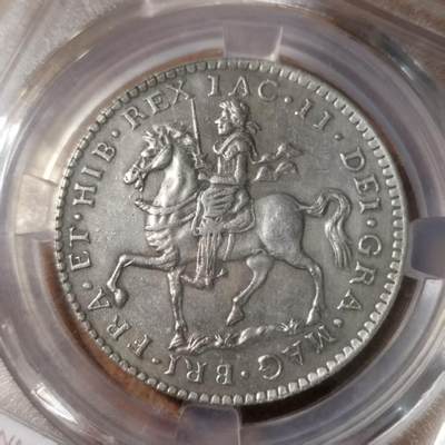长老汇马年精选第十六场拍卖 - 英国1690年詹姆斯二世流亡爱尔兰复刻币致敬版  骑马克朗 雅各布派流亡货币    盒装