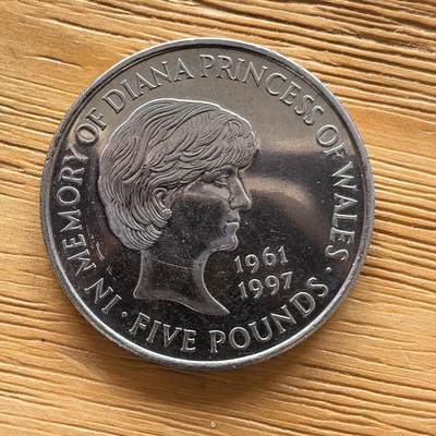 道一币馆币章第一百七十三场 - 英国1999年戴安娜王妃逝世2周年5镑克朗型纪念币