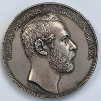 掌中浮雕-藏着的欧洲第057场 - 1871年瑞典哥德堡农业领域贡献银质奖章，57.6mm，90.5g