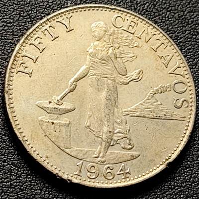 泉币菌-第222场-拍品多 请提前出价 - 菲律宾50分1964年 30mm 火山打铁女神