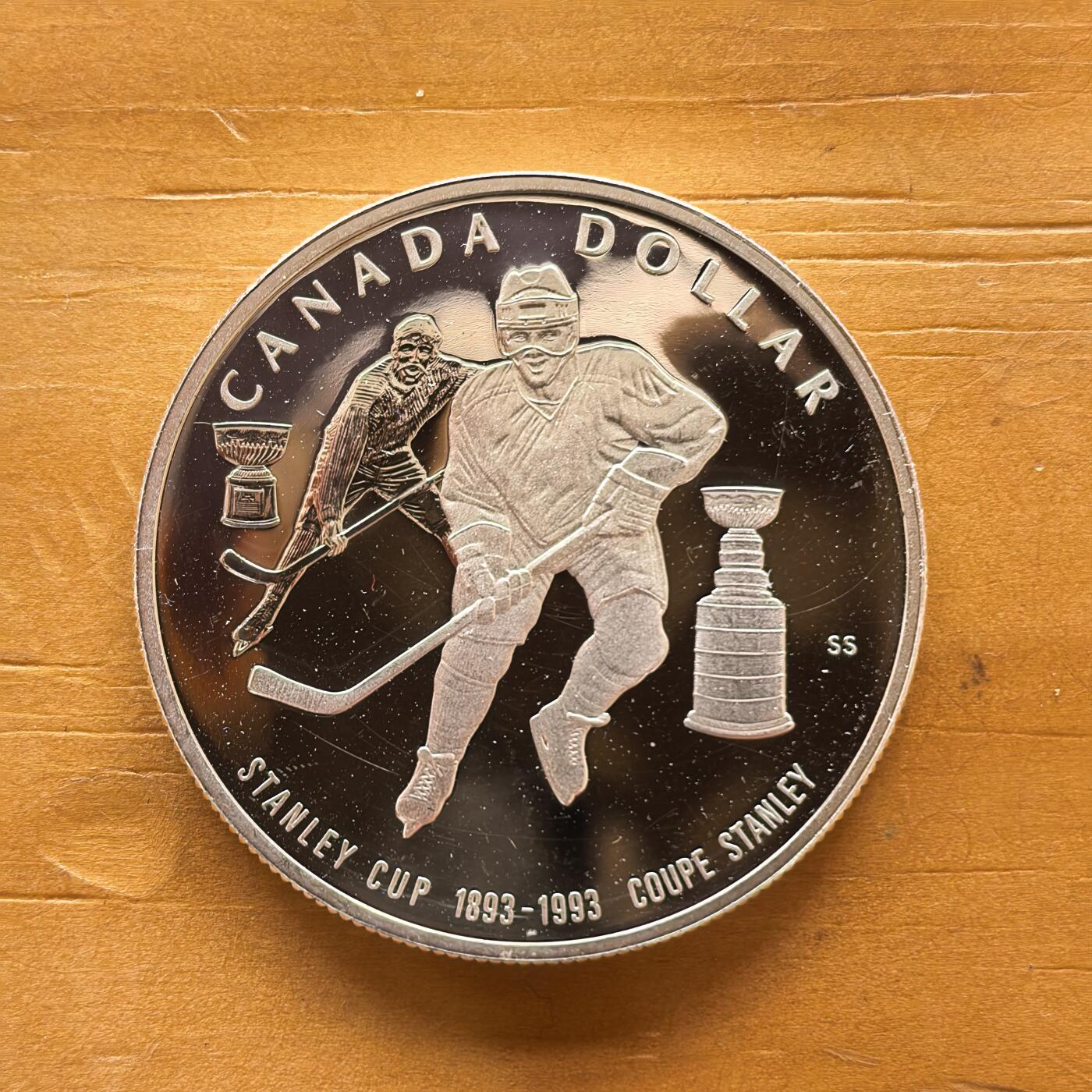 道一币馆币章第一百七十三场 加拿大1993年斯坦利杯100周年纪念1元精制银币  25.17g 925s