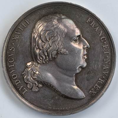 掌中浮雕-藏着的欧洲第057场 - 1820年法国纪念波尔多公爵诞生银章，50.4mm，80.2g，光边原铸，原PCGS SP61