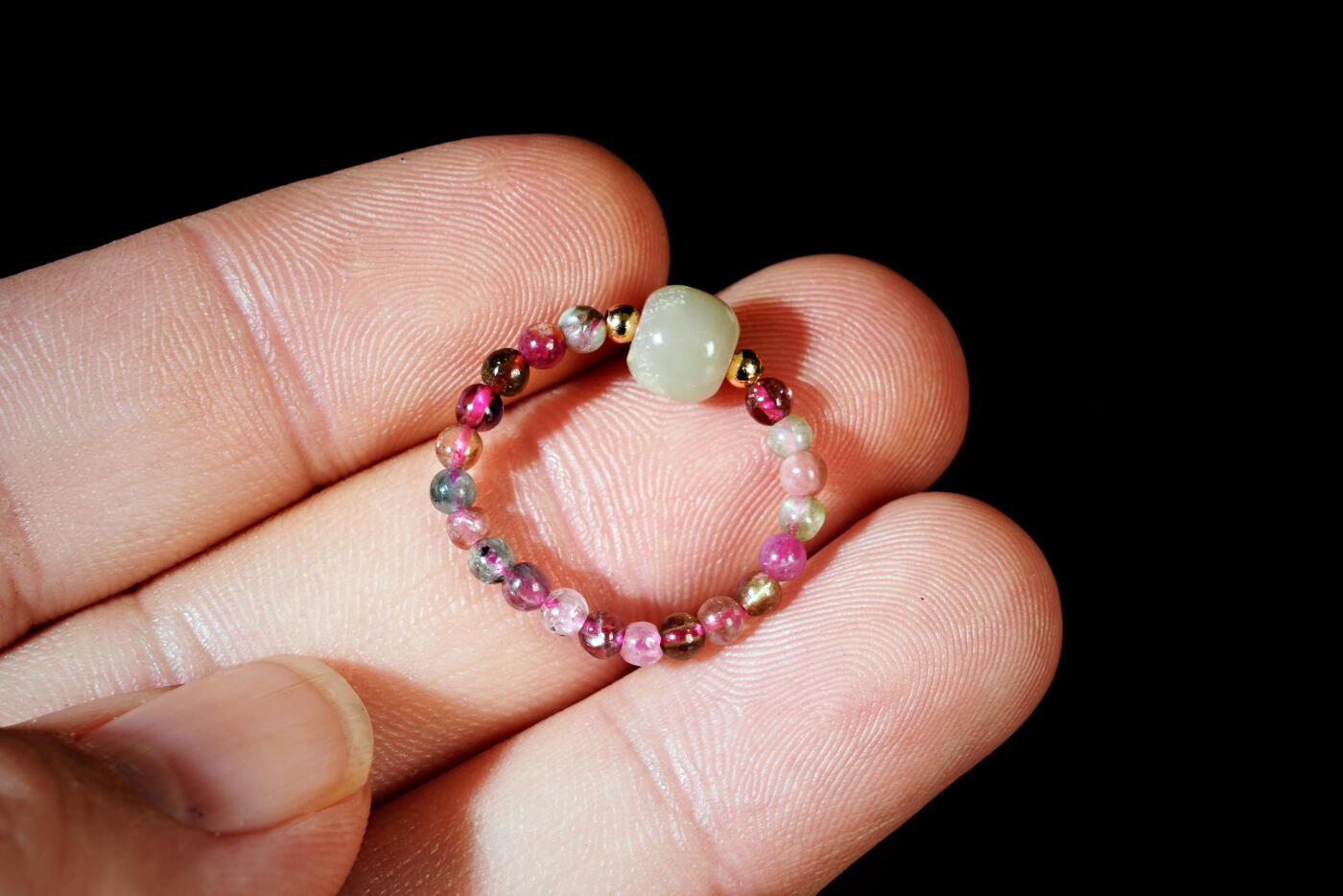 上海都达杂项专场六十九【全场包邮】 天然碧玺弹力戒指96-209