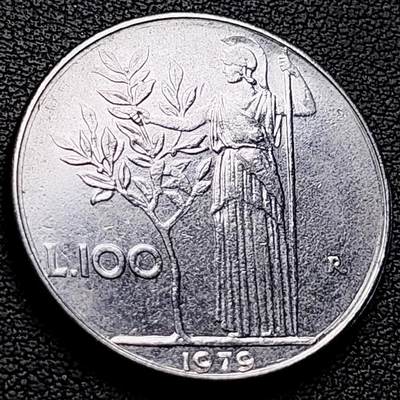 泉币菌-第222场-拍品多 请提前出价 - 意大利早期100里拉 月亮和记忆女神密涅瓦 不锈钢币 27.8mm