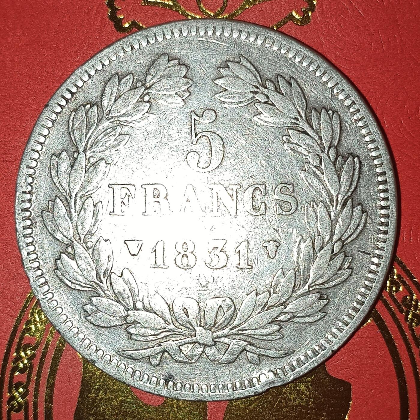 法兰西王国路易菲利普一世5法郎银币 1831年法兰西王国路易菲利普一世5法郎银币24.99克