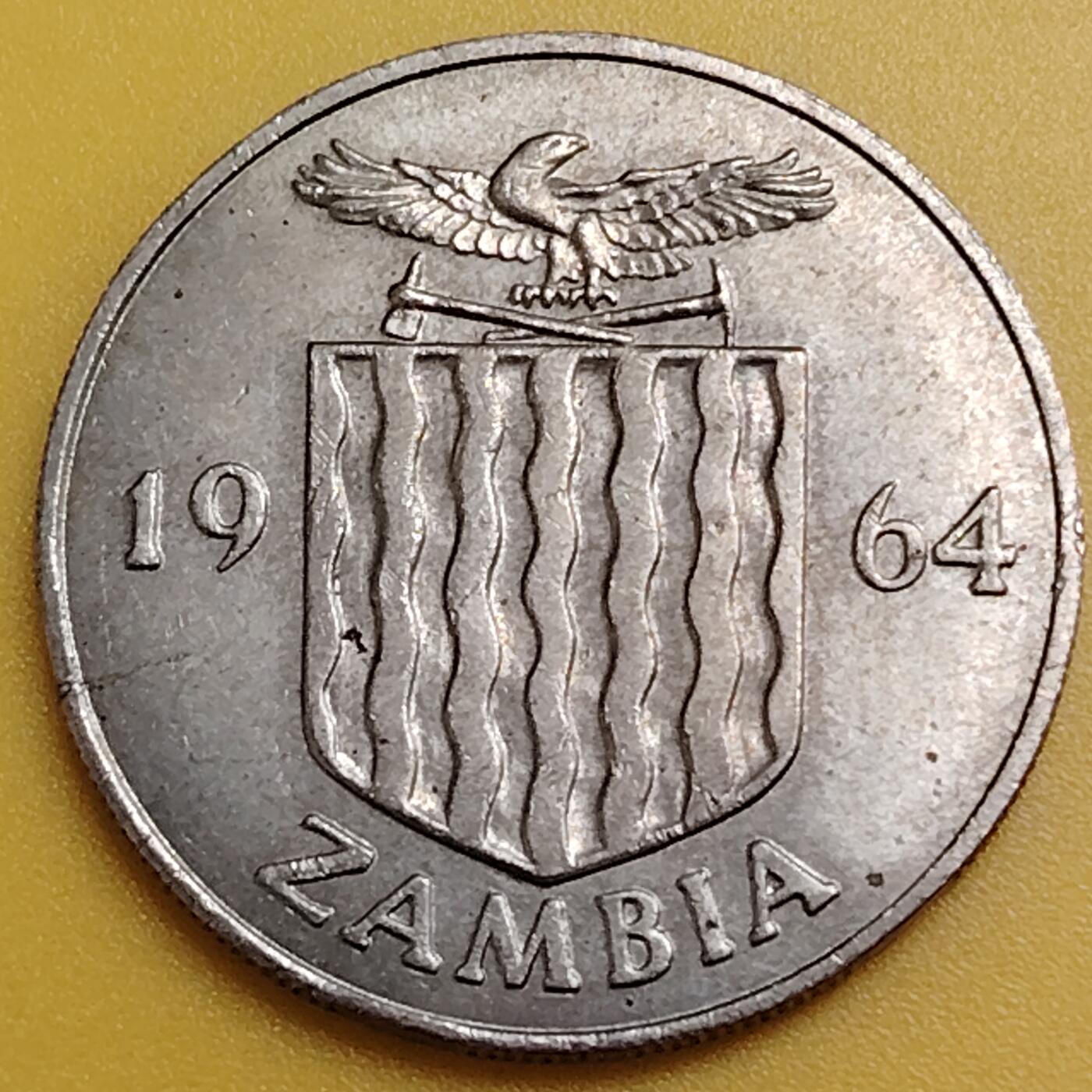 布加迪🐬～世界钱币(上海)🌾第 288 期 /  各国套币和散币 赞比亚🇿🇲 1964年 1先令