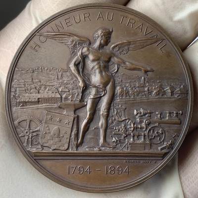 掌中浮雕-藏着的欧洲第057场 - 1894年瑞士拉绍德封火灾百年纪念铜章，51mm