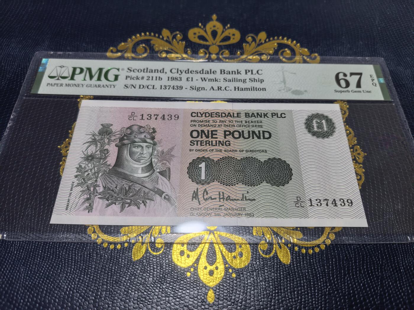 长老汇马年精选第十六场拍卖 1983苏格兰1英镑纸币，PMG 67，亚军，更高1枚