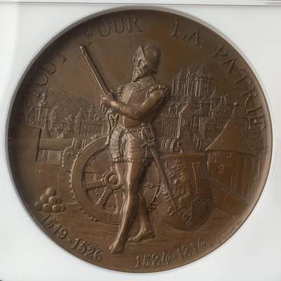 掌中浮雕-藏着的欧洲第057场 - NGC MS64 : 1887年瑞士日内瓦射击节铜章，45mm