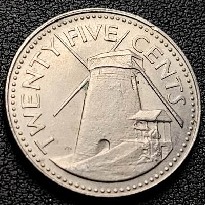 泉币菌-第222场-拍品多 请提前出价 - 少见 刘易斯风车 巴巴多斯25分銅镍硬币 1978年 23.6毫米 5.67克