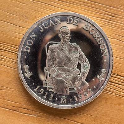 道一币馆币章第一百七十三场 - 西班牙1993年胡安亲王逝世5埃居纪念银币  33.62g 925s