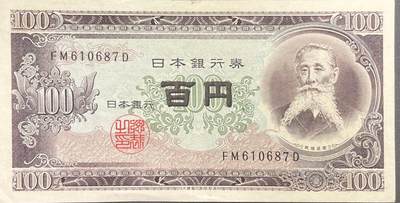 回流0406 - 日本1953年版100日元（百円）日本银行券（板垣退助版）