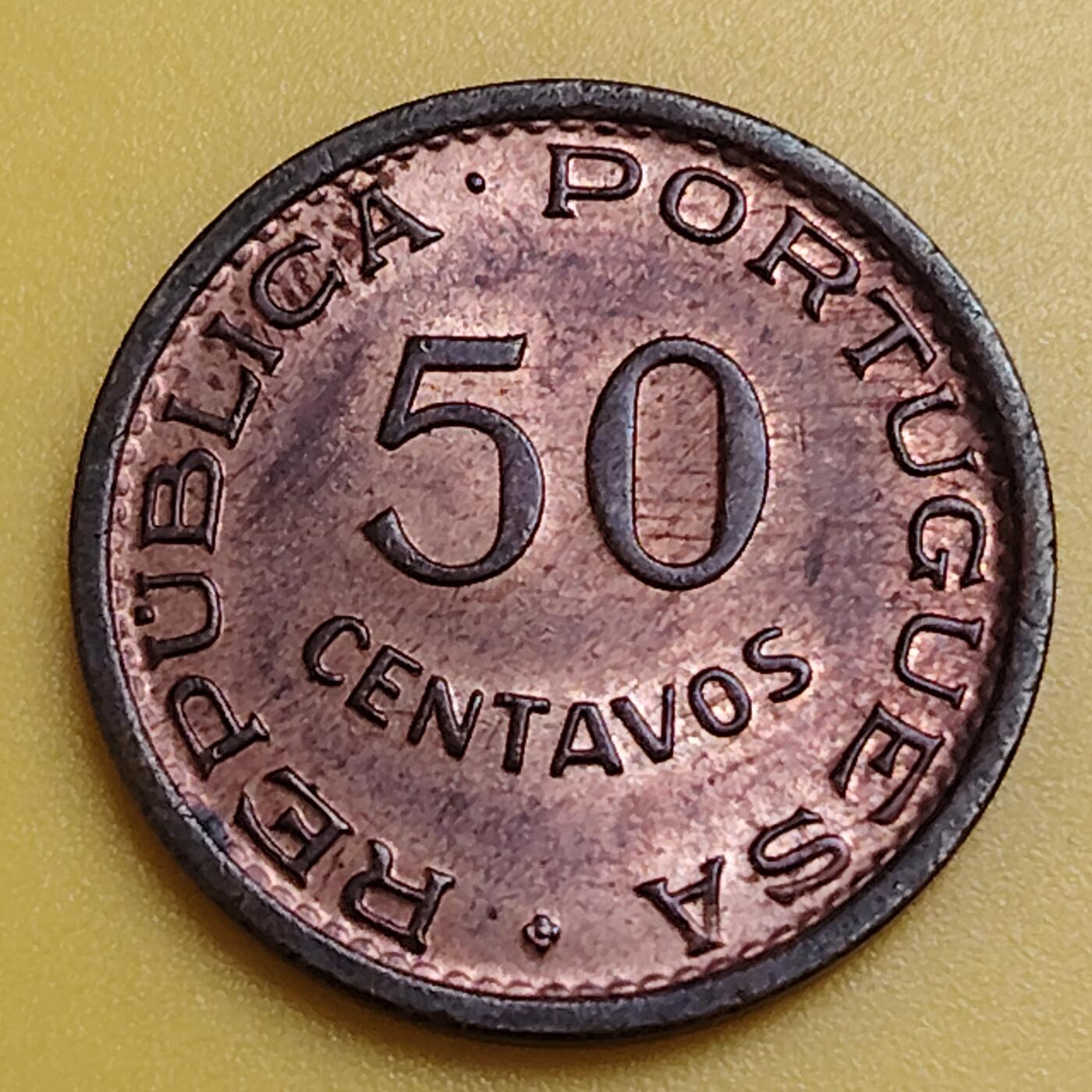 布加迪🐬～世界钱币(上海)🌾第 288 期 /  各国套币和散币 安哥拉🇦🇴 1958年 50分 20.5mm