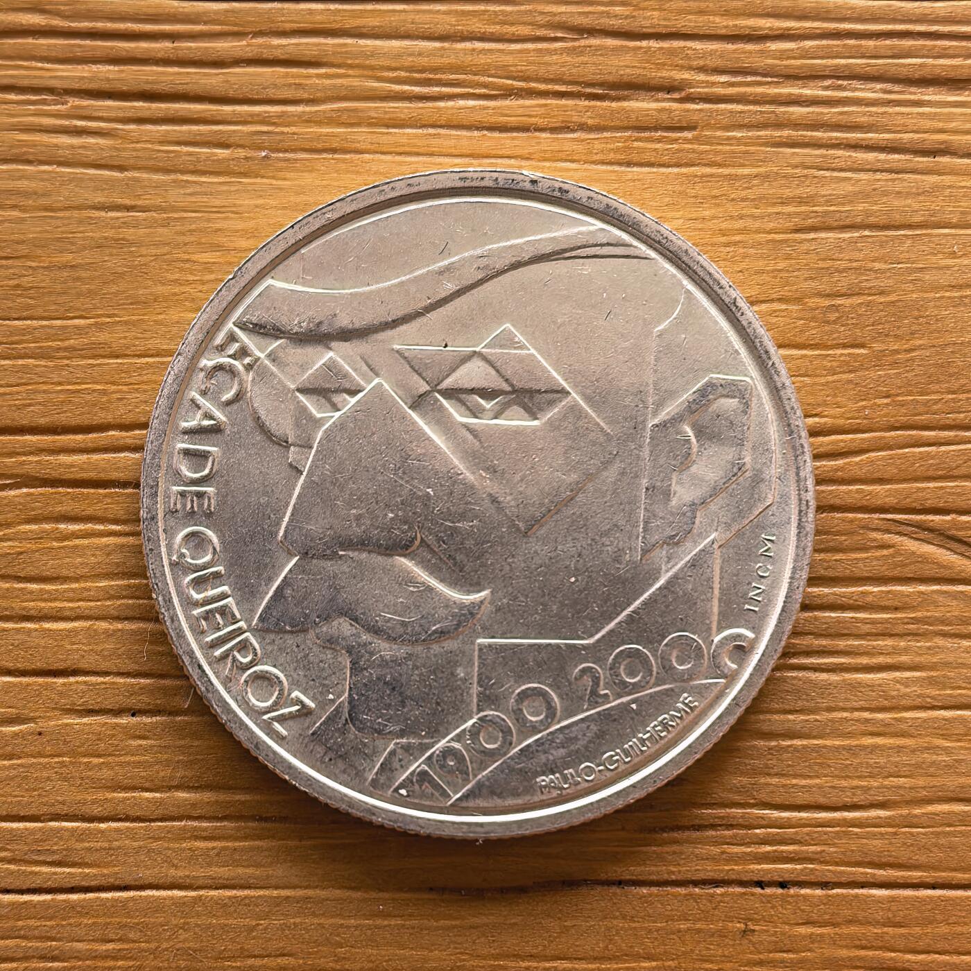 道一币馆币章第一百七十三场 葡萄牙2000年作家埃萨.德凯罗斯逝世l 00周年500埃斯库多银币   14g 500s