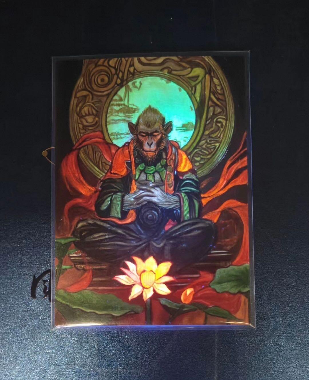 喜灰玩卡拍卖第七期，接拍品0佣金，欢迎送拍，释放现金流，让自己有资金可以购买更多喜欢的卡牌，让别的卡友能淘到更多心仪的卡牌 【手绘原稿】Angela老师绘 赤尻马猴 国标卡尺寸 带特效 超级好看