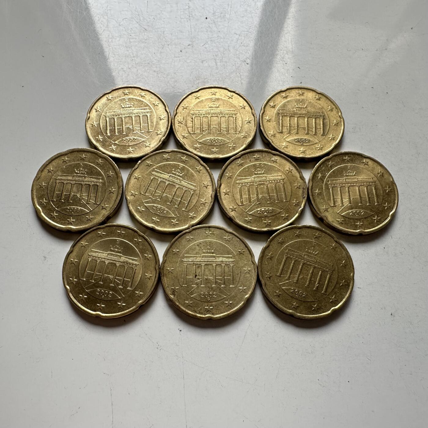 🌹外币初藏🌹🐯2026年第39场   每周二四六晚8️⃣点 苏联泰国纪念币世界钱币 德国 20欧分 10枚组