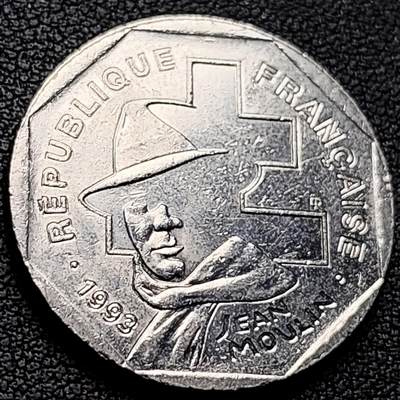 泉币菌-第222场-拍品多 请提前出价 - 法国 1993年2法郎镍币-让·穆兰逝世50周年 27MM 