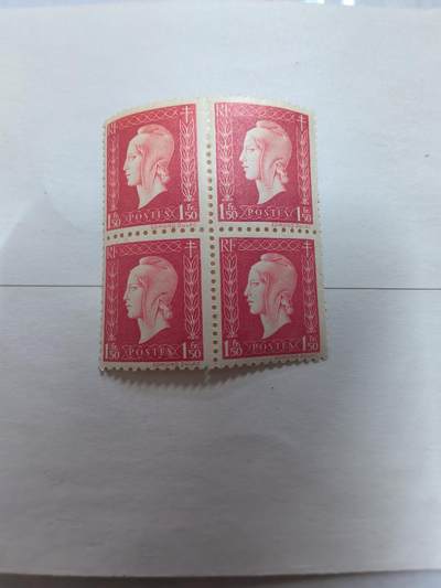 杂票 - 法国邮票 1944年玛利亚纳1.5F  1方连雕方连