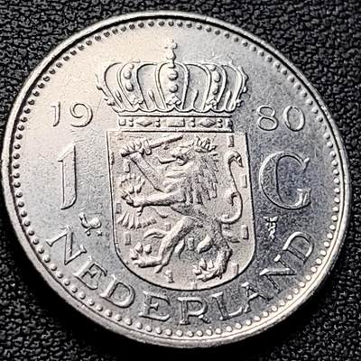 泉币菌-第222场-拍品多 请提前出价 - 1980年 荷兰王国早期1盾 朱莉安娜女王  镍币 硬币 25mm 