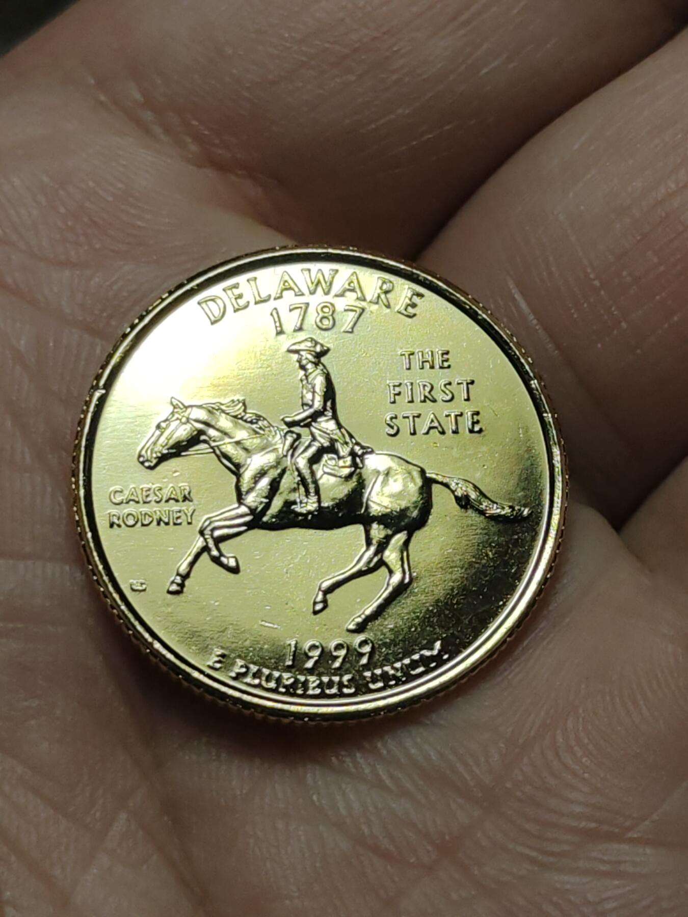 2026年第四十二场(总第二百一十一场）外国好品散币场(佣金3%) 好品有镀层–美国🇺🇸1999年1/4元(州系列–特拉华州纪念币，P标费城造)