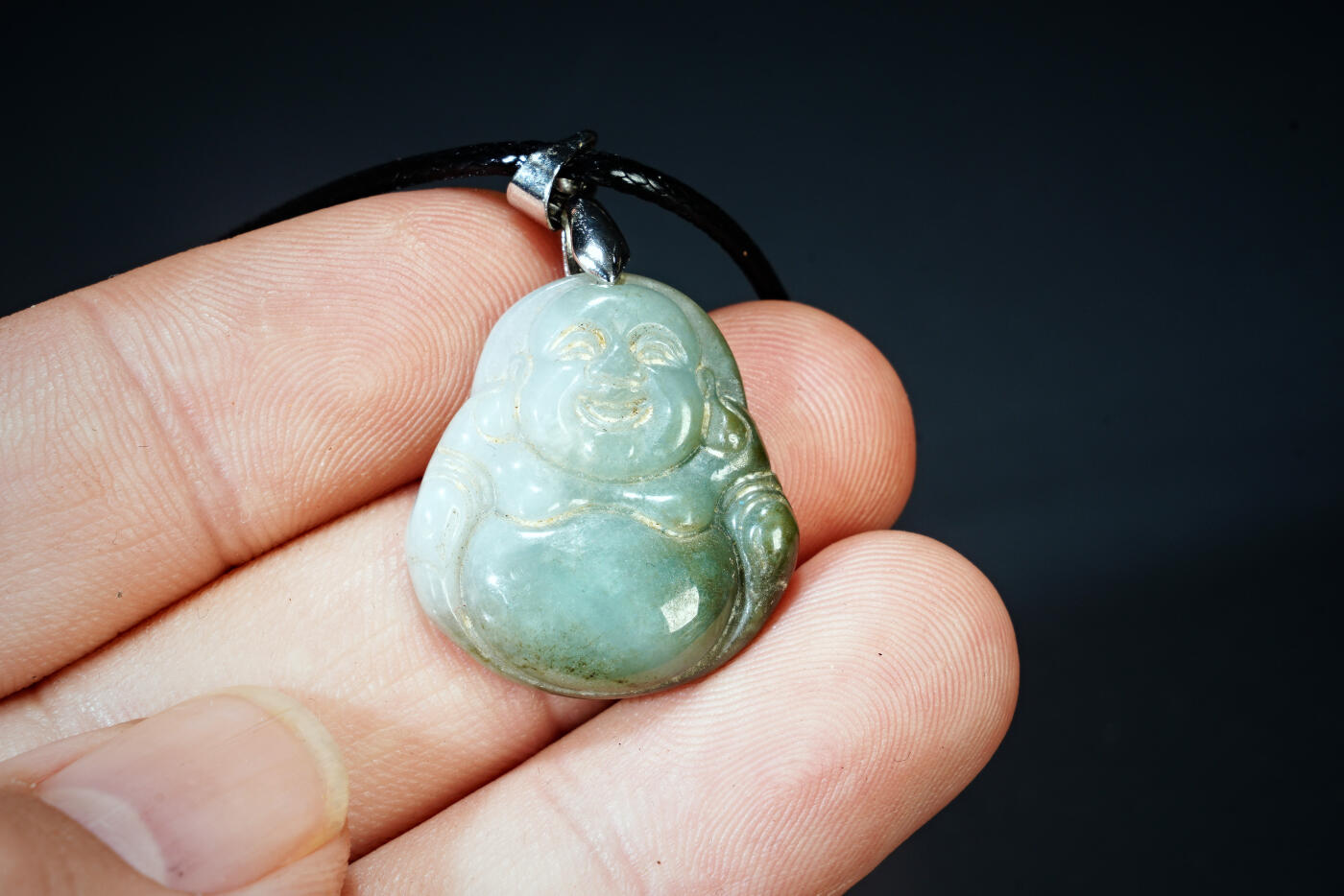 上海都达杂项专场六十九【全场包邮】 天然翡翠精雕《佛公》挂件96-193