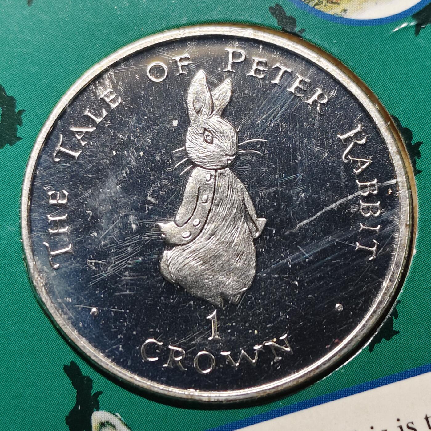 【全场包邮】纯粹捡漏拍519场 直布罗陀1997年1克朗彼得兔系列官方卡装克朗型纪念币-PL状态