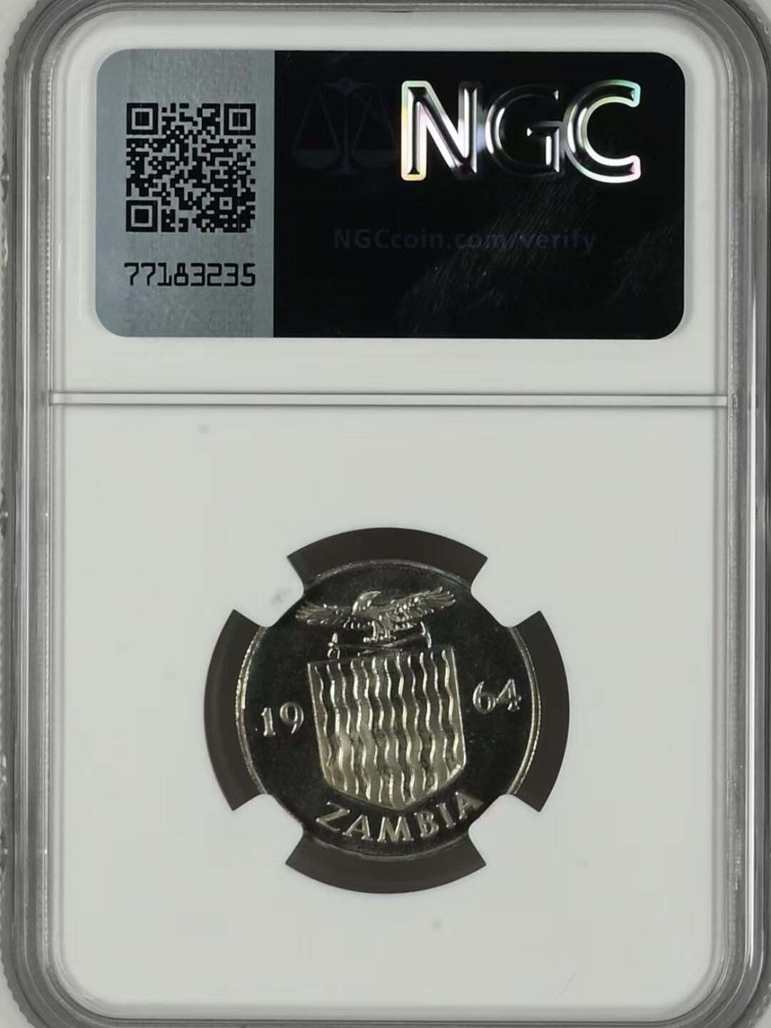 长老汇马年精选第十六场拍卖 赞比亚1964年独立首版流通币1先令精制币，NGC PF66 CAMEO，冠军分，发行量：5000  书价高