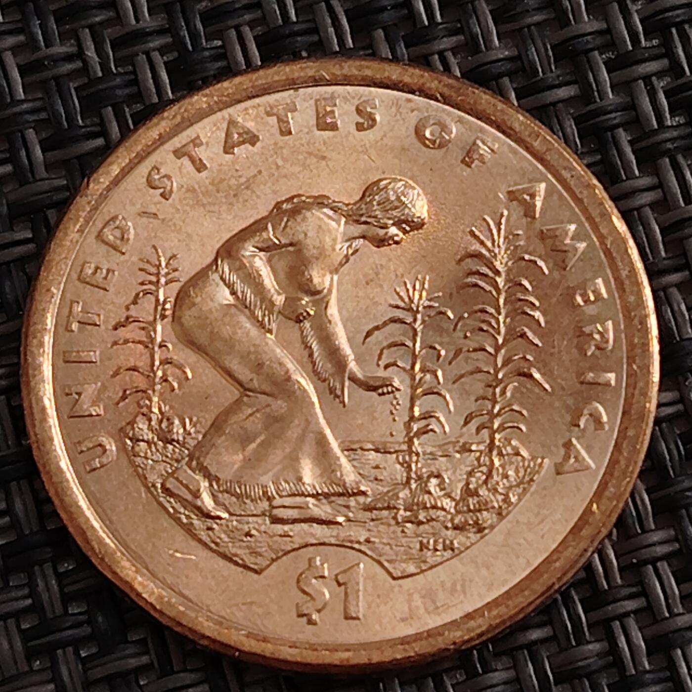 布加迪🐬～世界钱币(上海)🌾第 288 期 /  各国套币和散币 美国🇺🇸植树节 萨卡加维亚1美元纪念币印第安人原住民硬币26mm