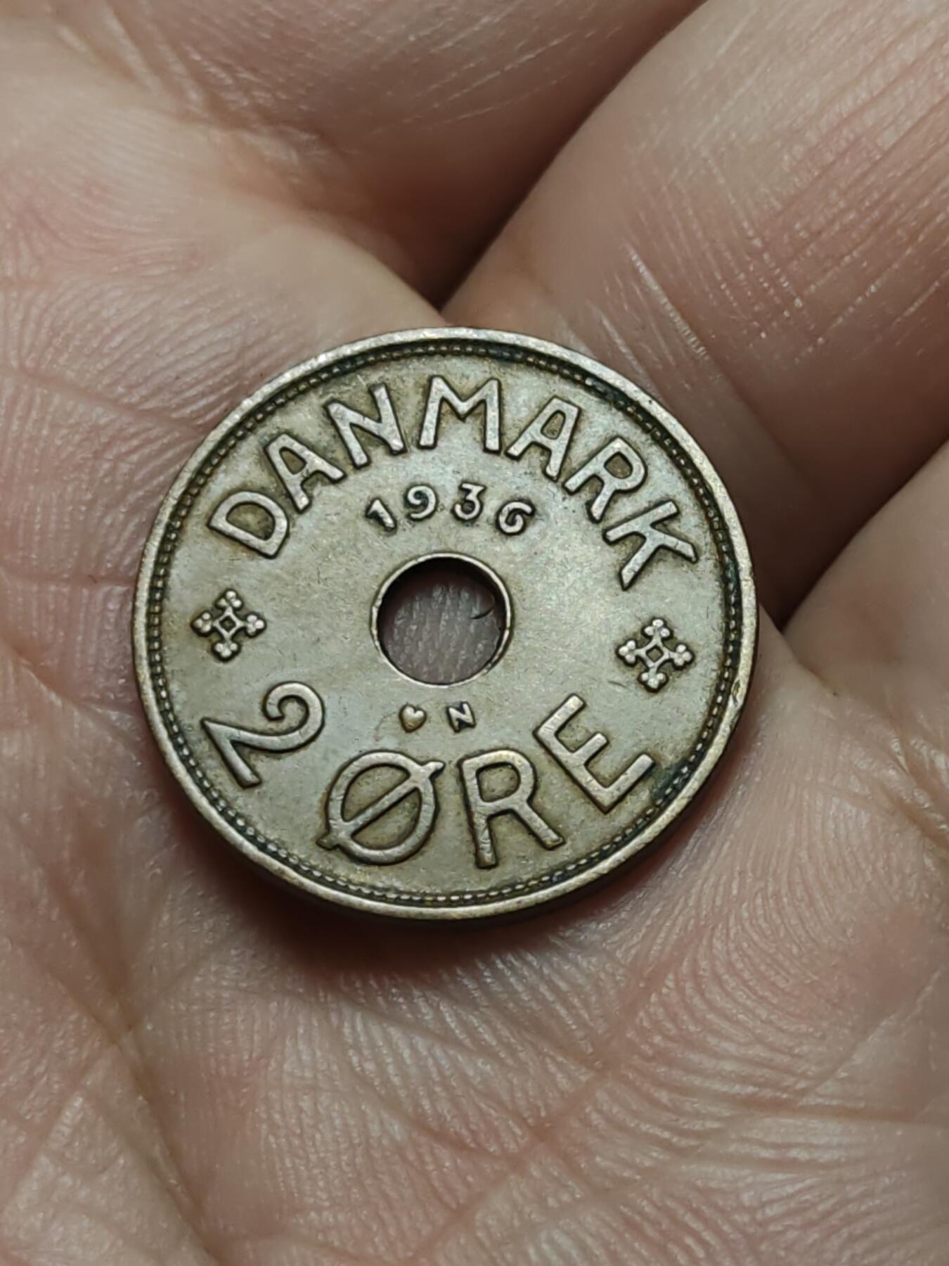 2026年第四十二场(总第二百一十一场）外国好品散币场(佣金3%) 丹麦🇩🇰1936年2欧尔(克里斯蒂安十世第六版，N;GJ版，发行量最少年份)