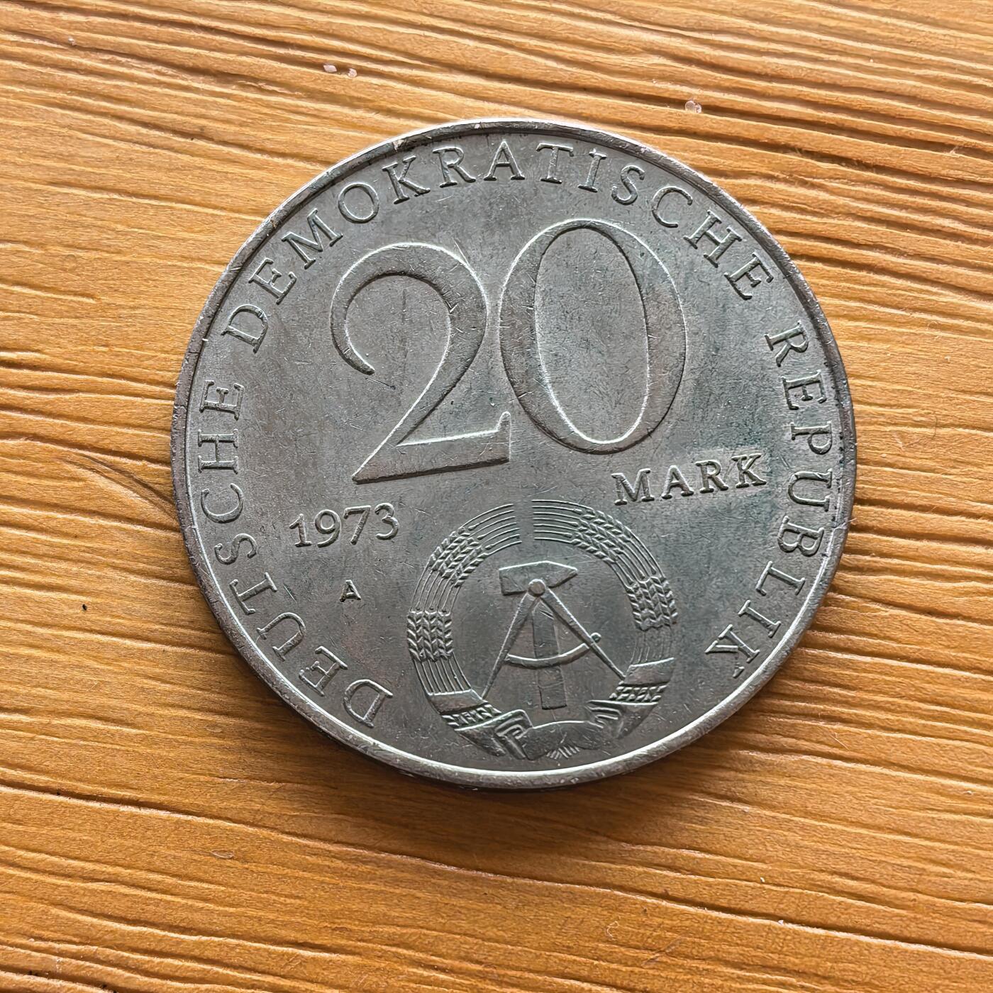 道一币馆币章第一百七十三场 民主德国1973年首任总理奥托·格罗特沃尔20马克纪念币