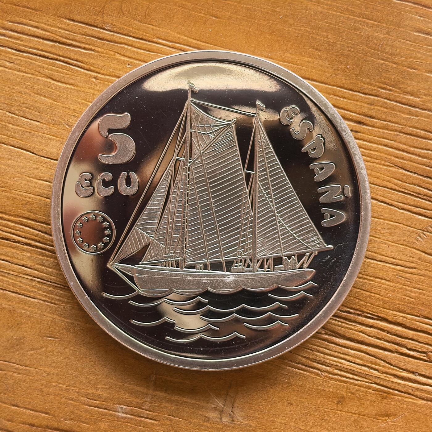 道一币馆币章第一百七十三场 西班牙1993年胡安亲王逝世5埃居纪念银币  33.62g 925s