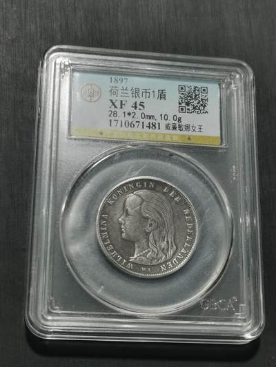 天下钱庄专场欢迎参拍 - 荷兰威廉敏娜萝莉头1盾银币