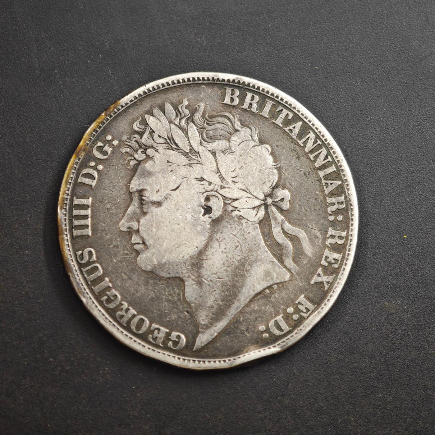 4月8日结束，成斌徽章钱币专场 英国1822年乔治四世马剑银币 27.3g