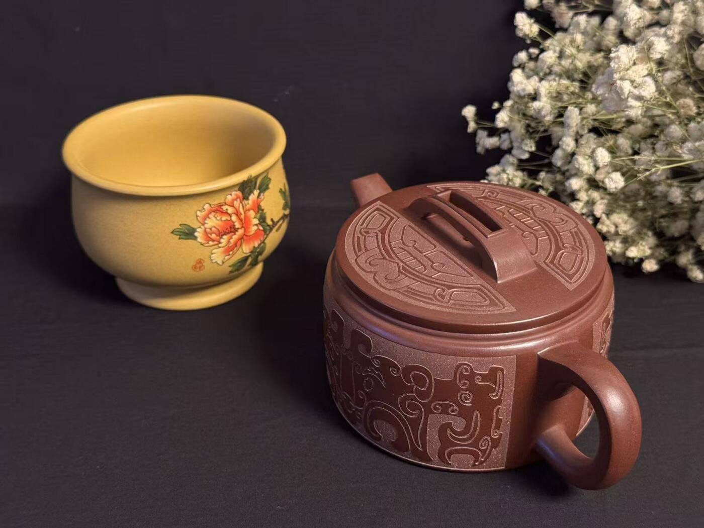 零元拍：原矿紫砂 龙雪砂汉瓦+主人杯（200CC左右）