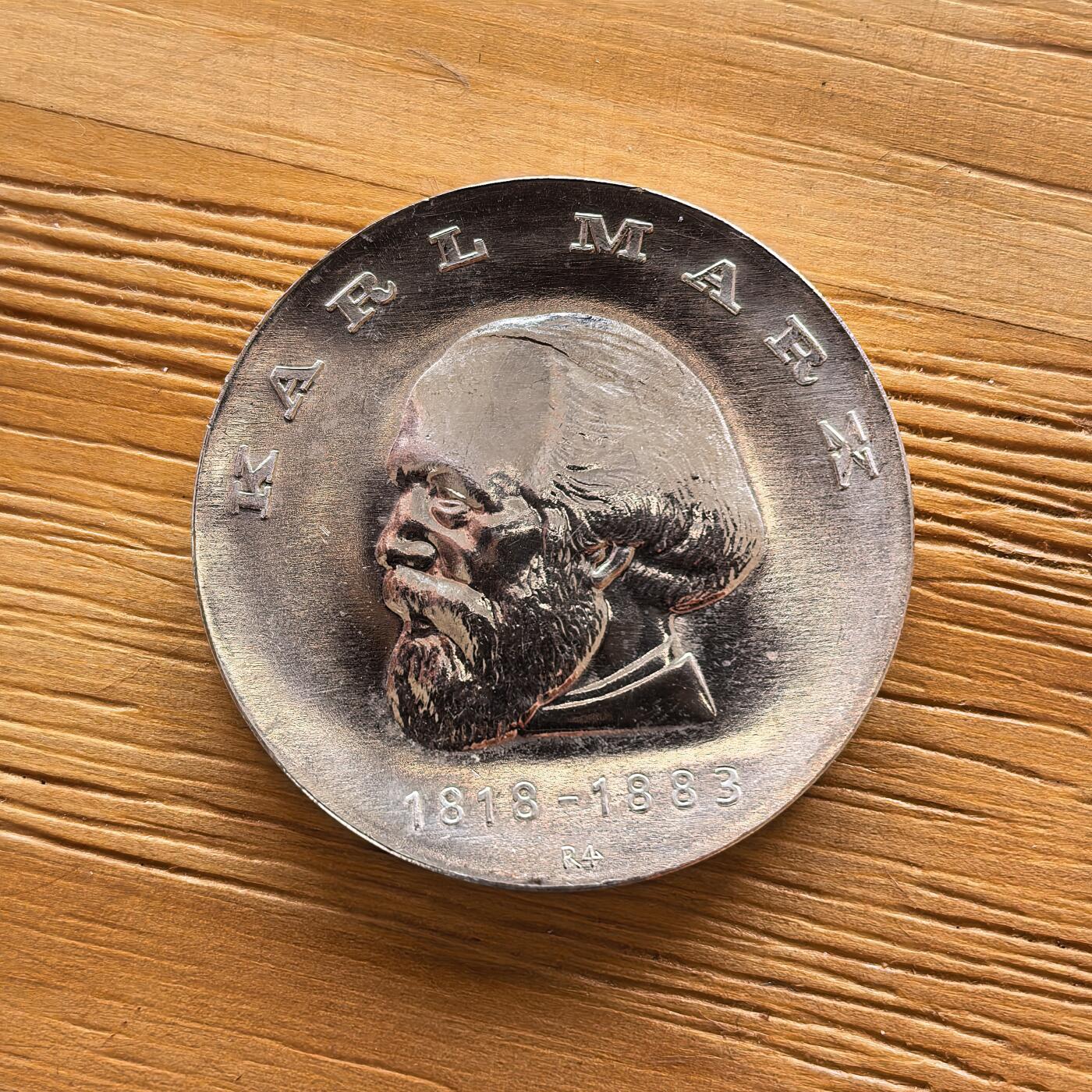 道一币馆币章第一百七十三场 民主德国1968年卡尔·马克思诞辰150周年20马克纪念银币  20.9g 800s