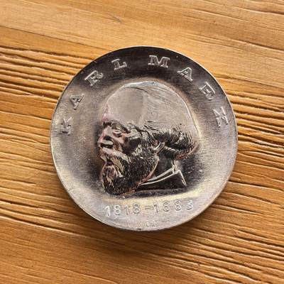 道一币馆币章第一百七十三场 - 民主德国1968年卡尔·马克思诞辰150周年20马克纪念银币  20.9g 800s