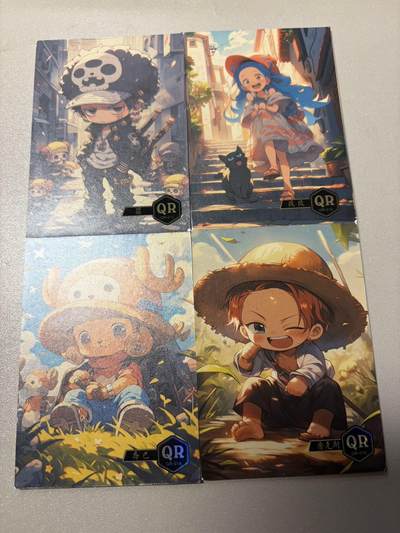 麦趣喜第五场   (4月10号周五晚上22点截拍，专注买家市场，福利拉满)  - 燃卡 海贼 Q版一套4张 直角厚卡 超厚