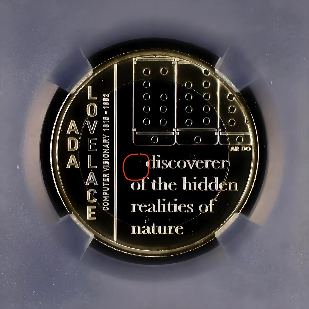 长老汇马年精选第十六场拍卖 珍惜！错版无A  英国2023年 数学家阿达洛芙莱斯 2英镑双色纪念币 TQG MS68PL，镜面质感，错版极其稀少，市面不可见，不可多得的珍惜收藏品